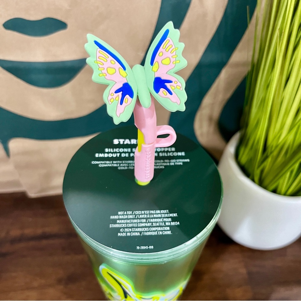🦋 Starbucks Summer 2024 Iridescent Canna Lily Butterfly Straw Topper Tumbler